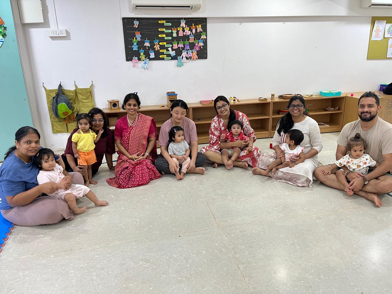 Anagha Bharat with parents and children from a recent in-person class